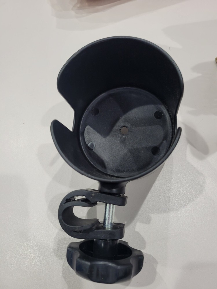 2 PACK -Clamp-on Wheelchair or stroller Drink Holder Adjustable Black assembled