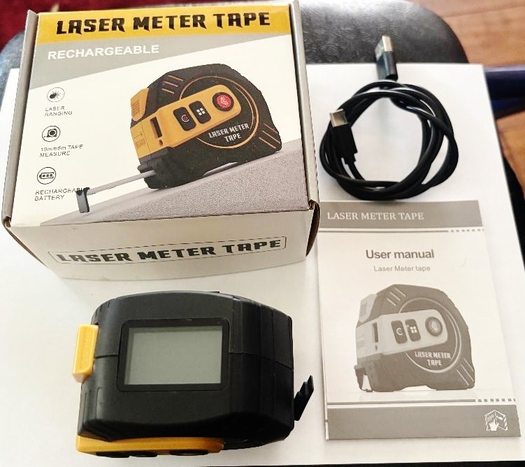 Laser Meter Tape Rechargeable 2-1 Back Lit LCD NWB