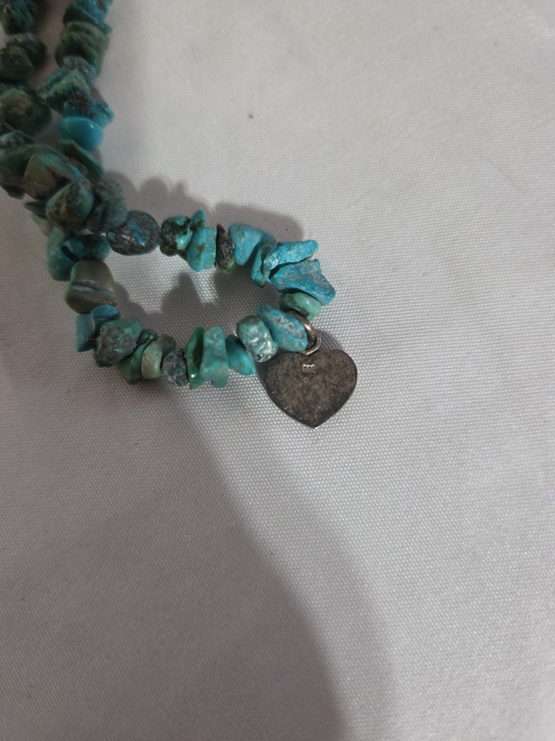 Vintage Navajo, Sterling Silver & Turquoise Necklace w/Abalone Pendant (203)