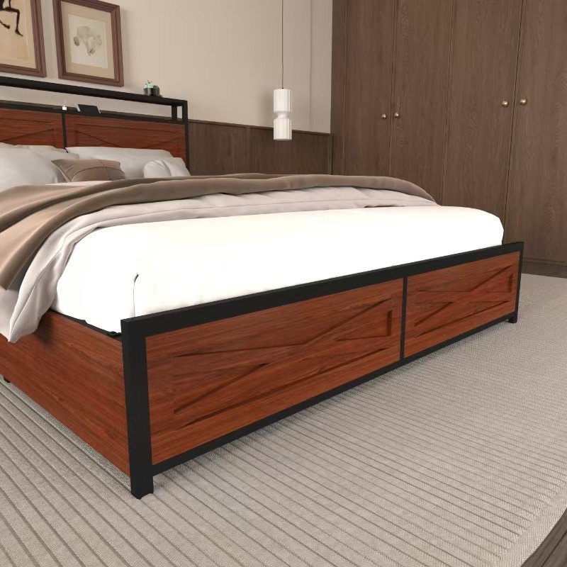 Full Bed Frame with 6 Storage Drawers,Storage Headboard with Charging Statio Bed