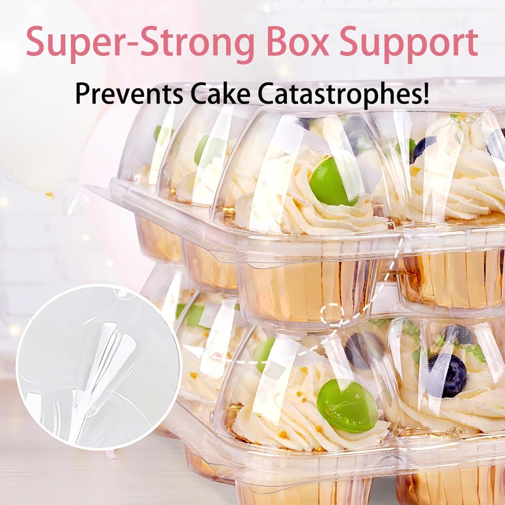 Lendex 12 Count x 12 Sets Cupcake Carrier With 150 Pack Liners, Stackable Pla...