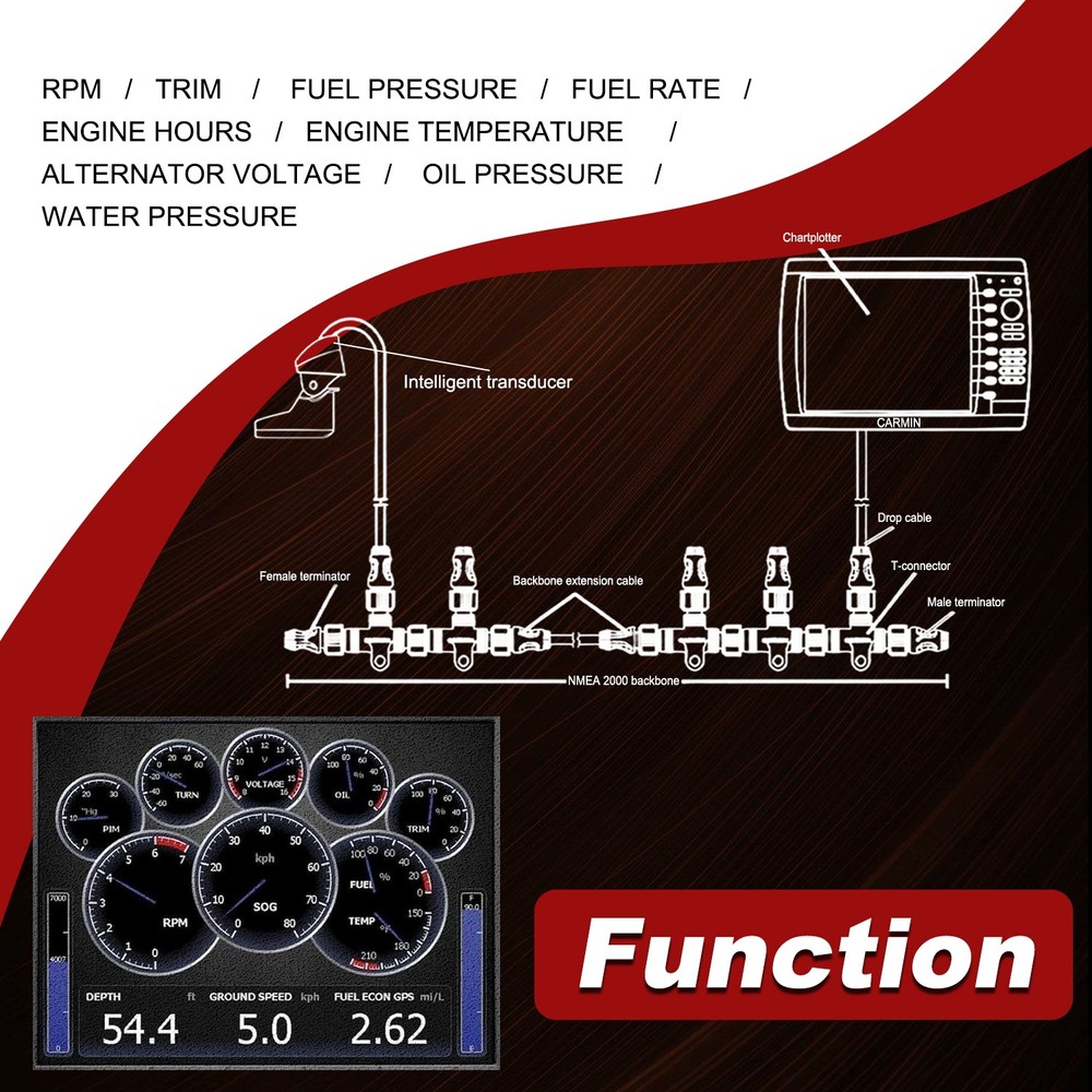 16FT Engine Interface Cable Connects to NMEA 2000 Network for Yamaha 2006-2023