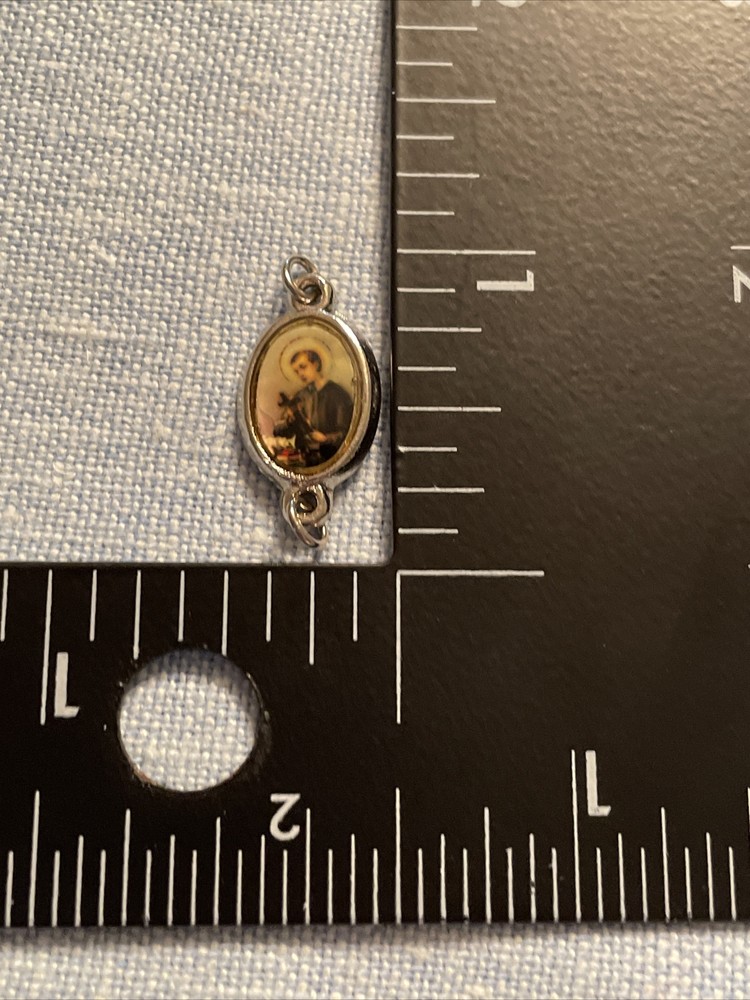 Saint St Gerard Majella Beads Connectors Links Rosary Making Parts | Silver Tone