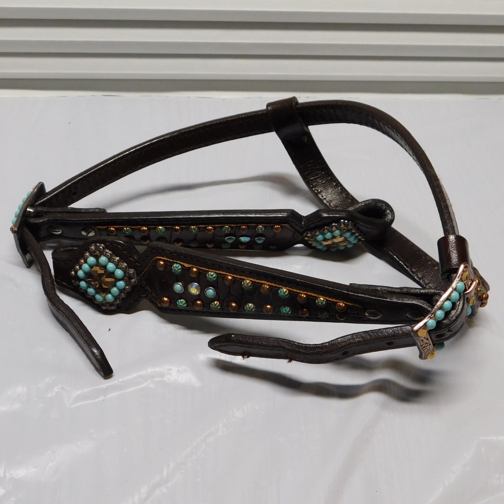TURQUOISE STUDDED ONE EAR HEADSTALL