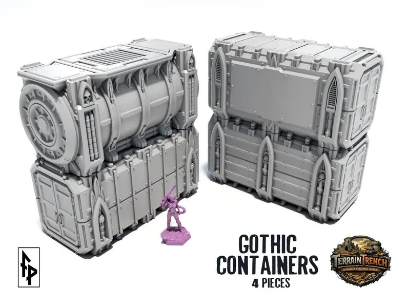 Gothic Containers 4x - Wargame Terrain 28/32mm