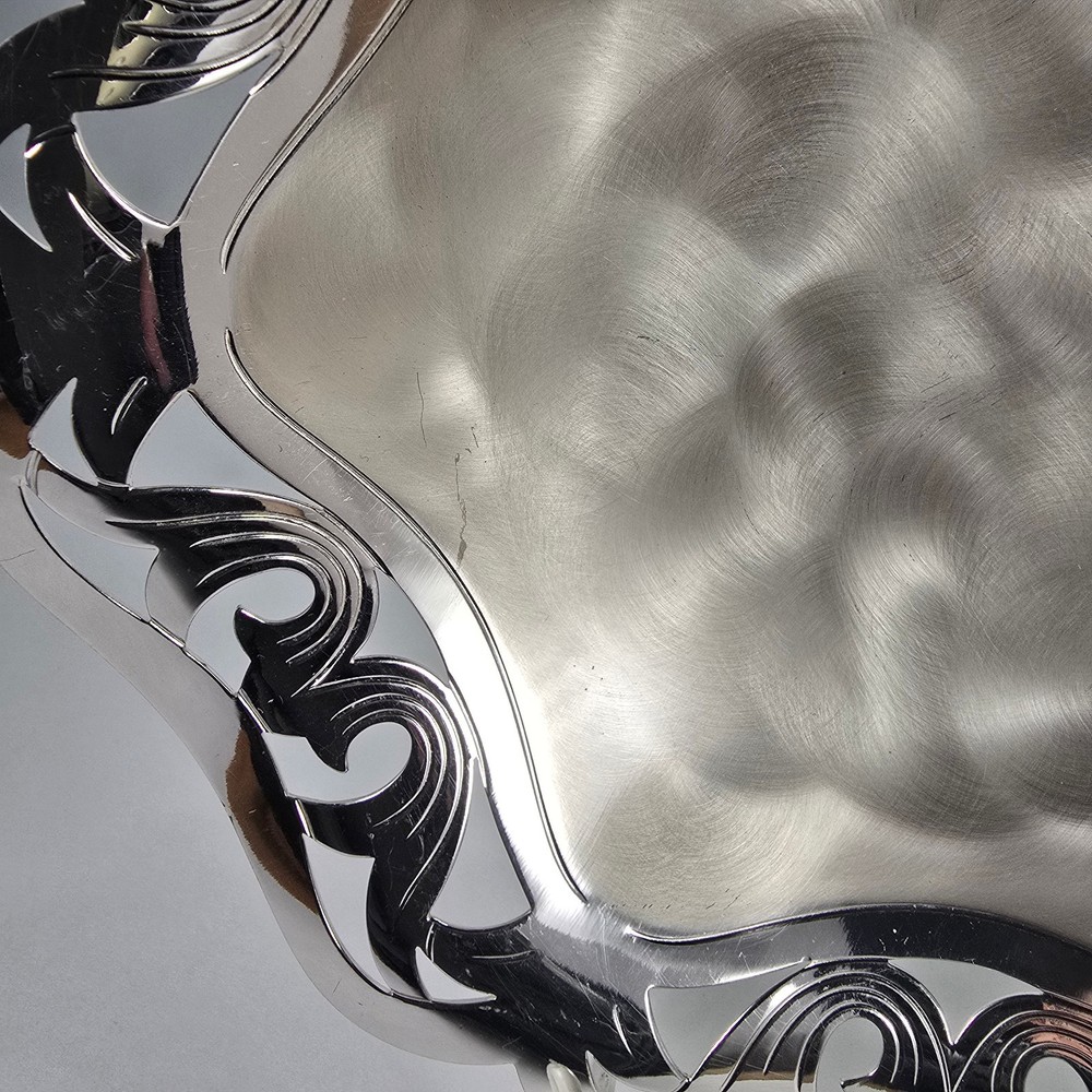 Vintage WMF Ikora Footed Candy Dish MCM Scalloped Pierced Edge Germany 7.5"