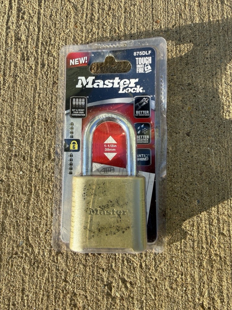 Masterlock Combination Gold Lock 2" Wide 1-1/2" Shackle - (875DLF)