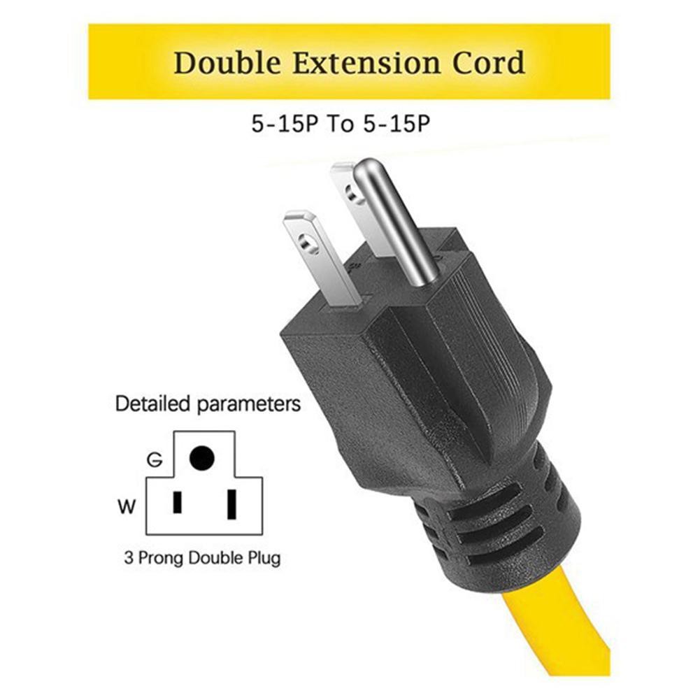 3 Prong Plug 125V Double Male Extension Cord NEMA 5-15P to 5-15P
