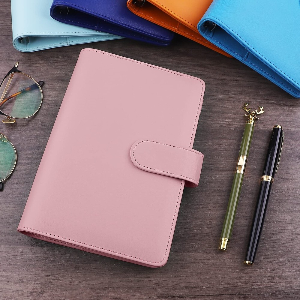 Antner 12 Pieces A6 Binder Pockets Bundle | A6 PU Leather Notebook Binder (Pi...