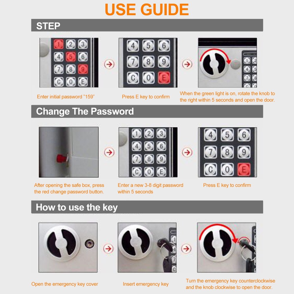 Small Safe Box Digital Electronic Security Safe Box for Home White