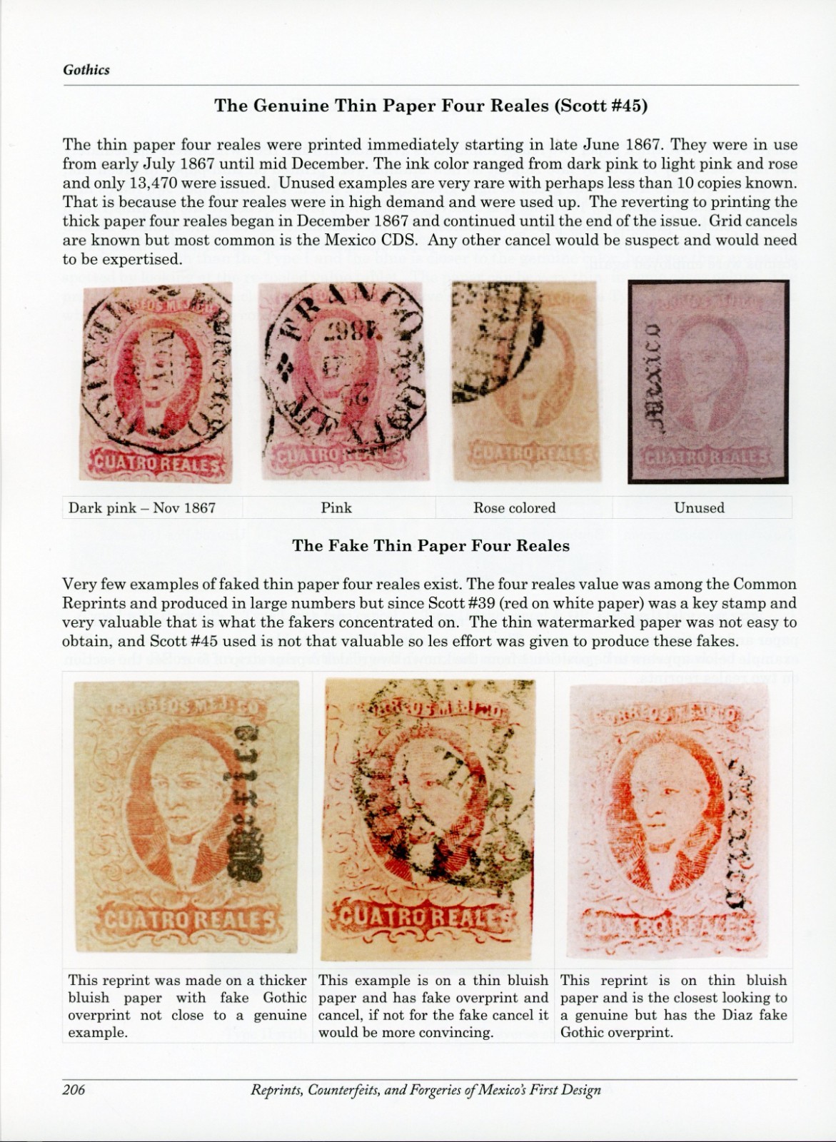 REPRINTS COUNTERFEITS and FORGERIES OF MEXICO'S FIRST DESIGN - 1856, 1861, 1867