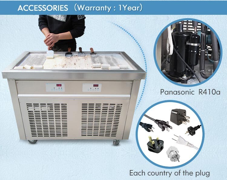 Kolice Commercial long square pan fried ice cream machine, ETL certificate