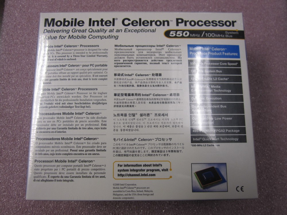NEW Intel Mobile Celeron 550 MHz Processor Micro PGA 2 128KB SL4MT RETAIL