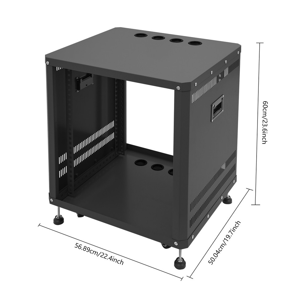 12U Network & Stereo Rack Rolling Server Rack Open Cabinet with Caster Wheels