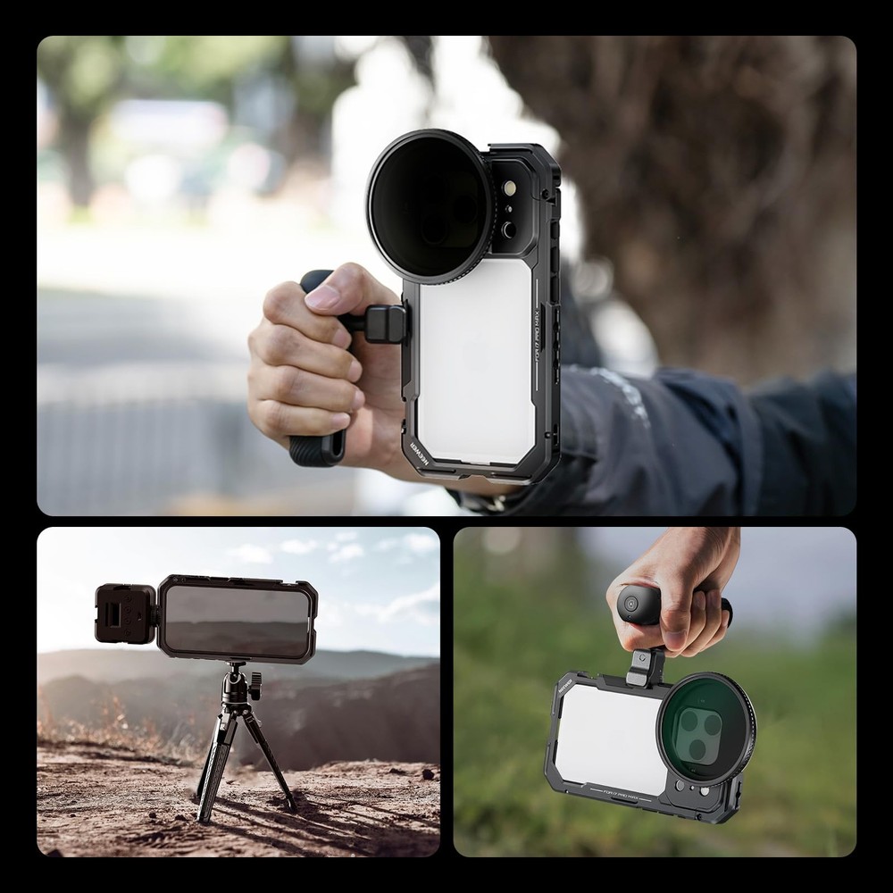 NEEWER Phone Cage Compatible with iPhone 17 Pro Max, Quick Release Video Rig ...