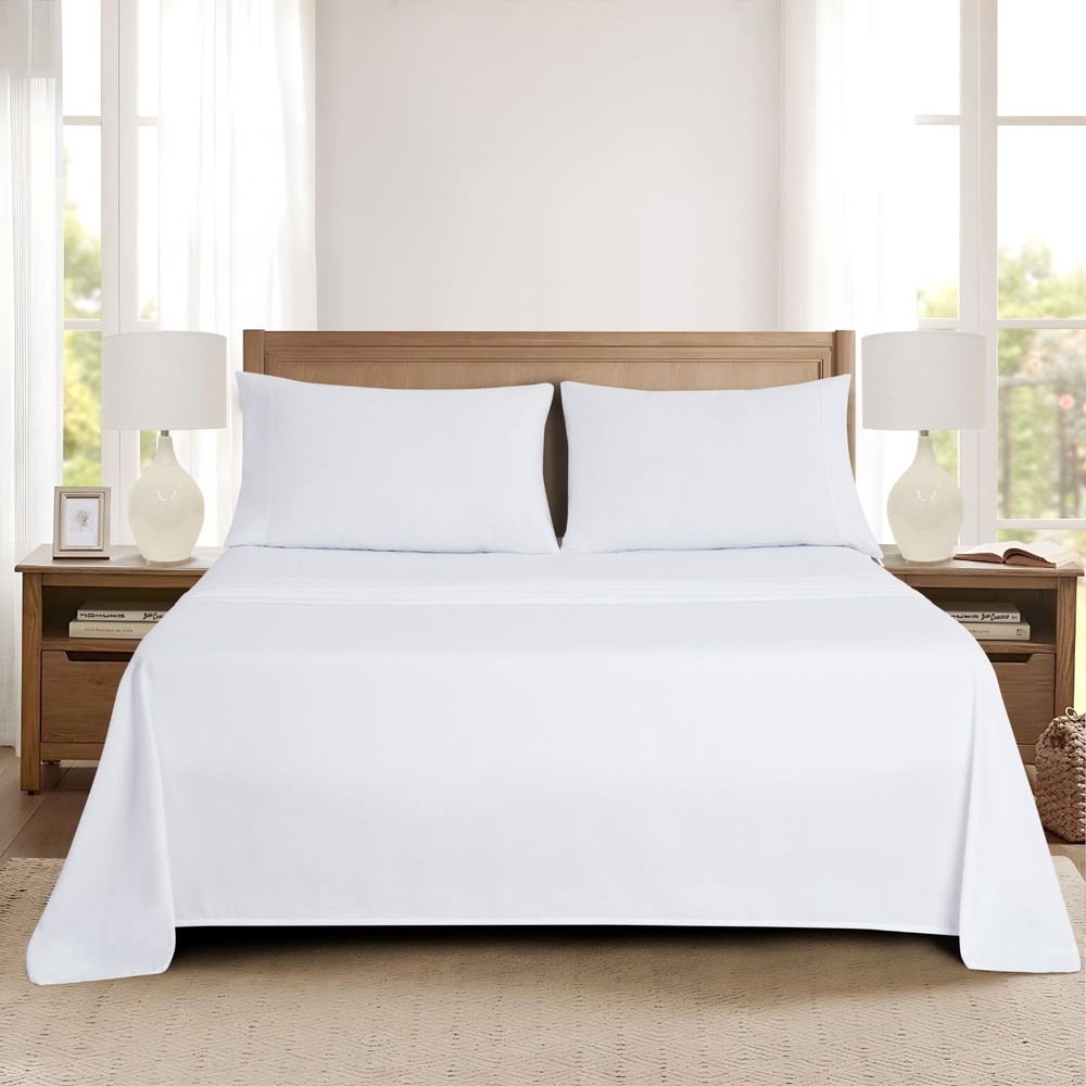 Mainstays Queen Sheet Set Arctic White 4pc Super Soft Microfiber 15" Deep Pocket