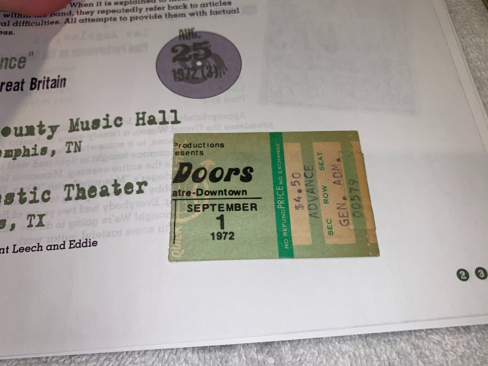 THE DOORS CONCERT TICKET STUB MAJESTIC THEATRE DALLAS TEXAS NO JIM MORRISON US