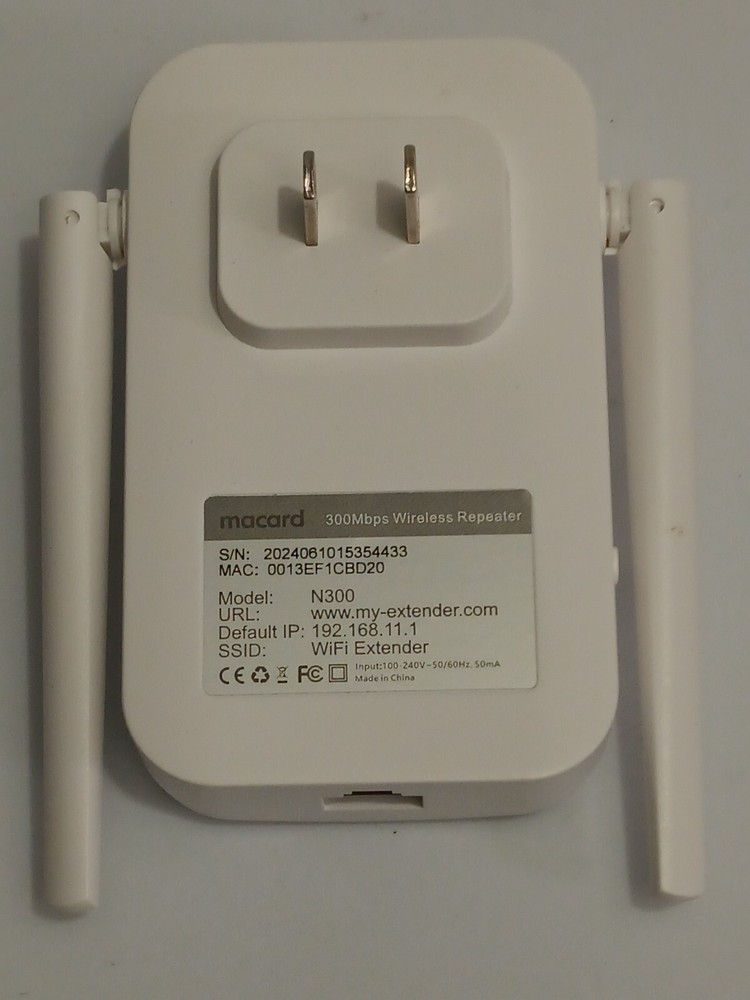 Macard N300 WiFi Range Extender - White High Performance 300Mbps Wireless