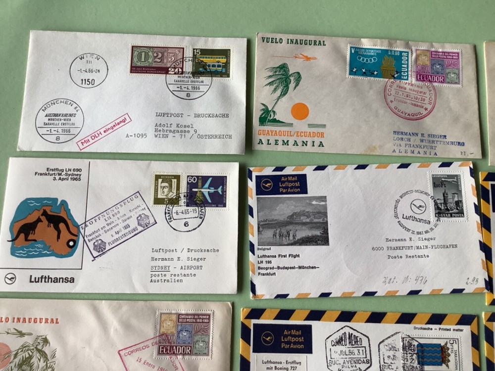 Airmail flight cover mixed world 9 items Ref A1462