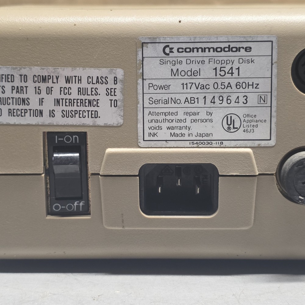 Commodore 1541 Floppy Disk Drive For Commodore 64 C64 VIC-20 Untested