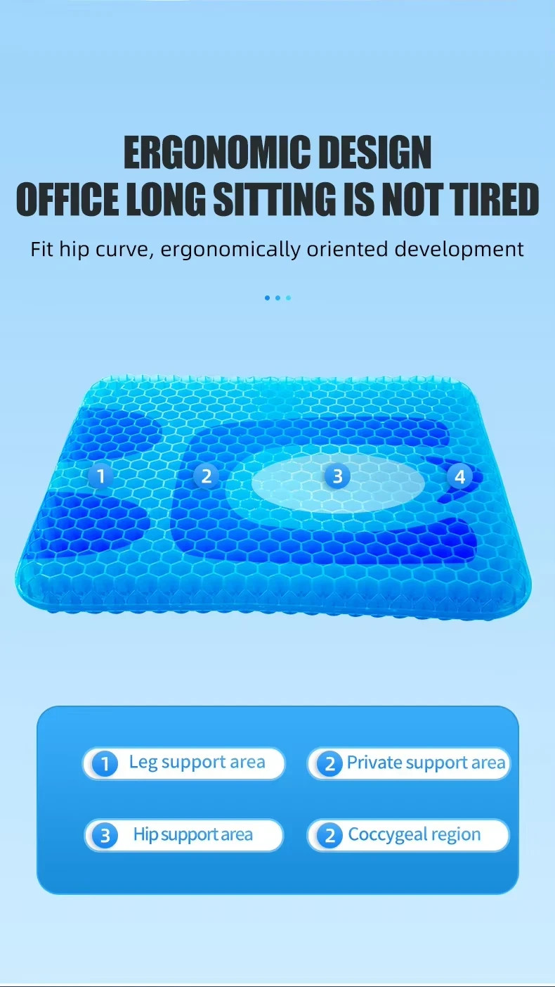 Gel Seat Cushion Double Thick Egg Seat Cushion Non-Slip Cover Breathable Desig