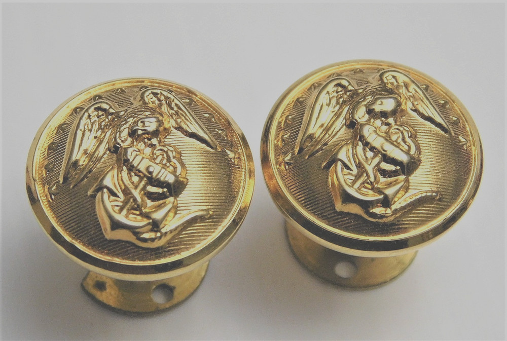 VINTAGE USMC GILT SERVICE CAP CINSTRAP BUTTONS WITH POSTS