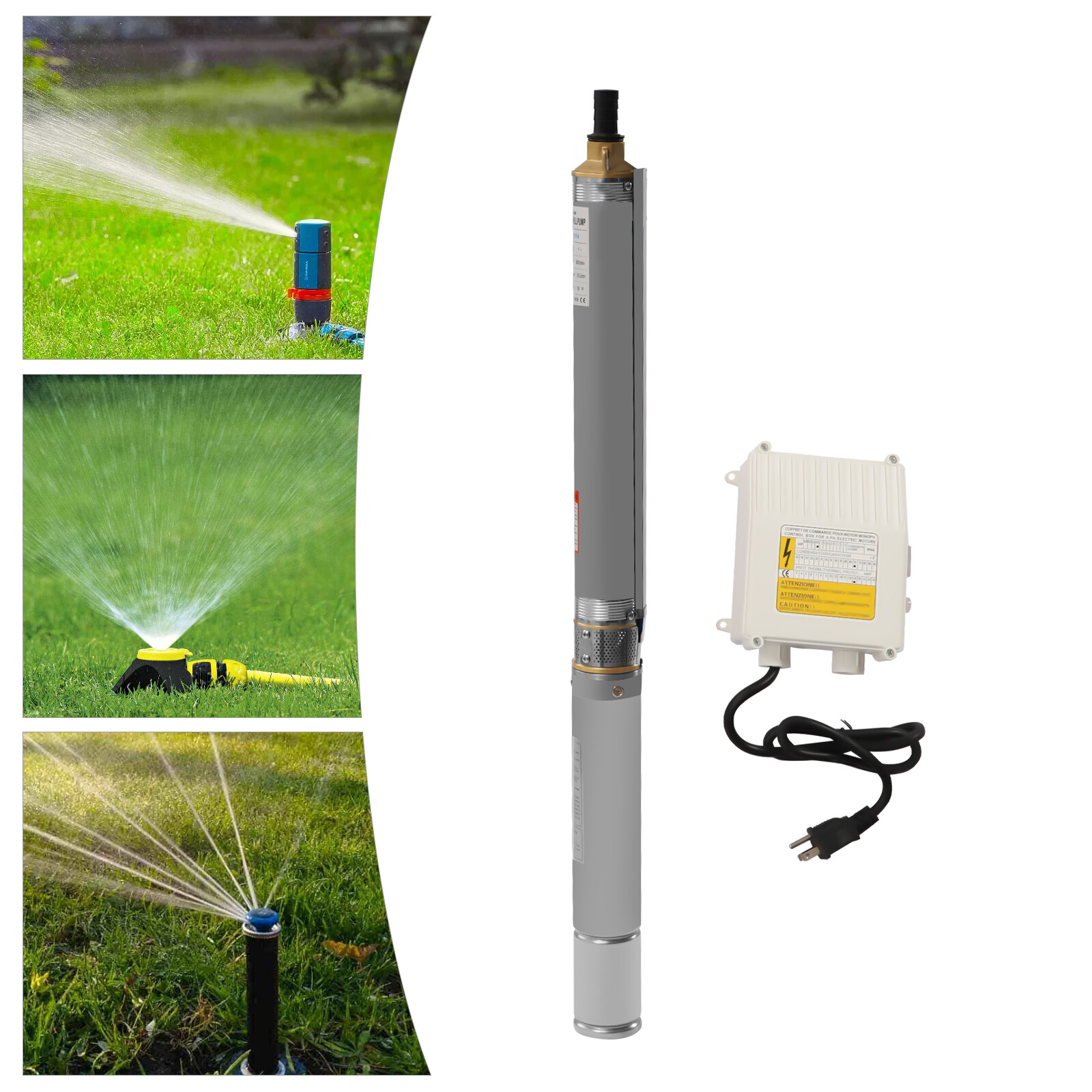 0.5HP Deep Well Pump 216ft Submersible Pump 16GPM w/Control Box 110V 33ft Cable