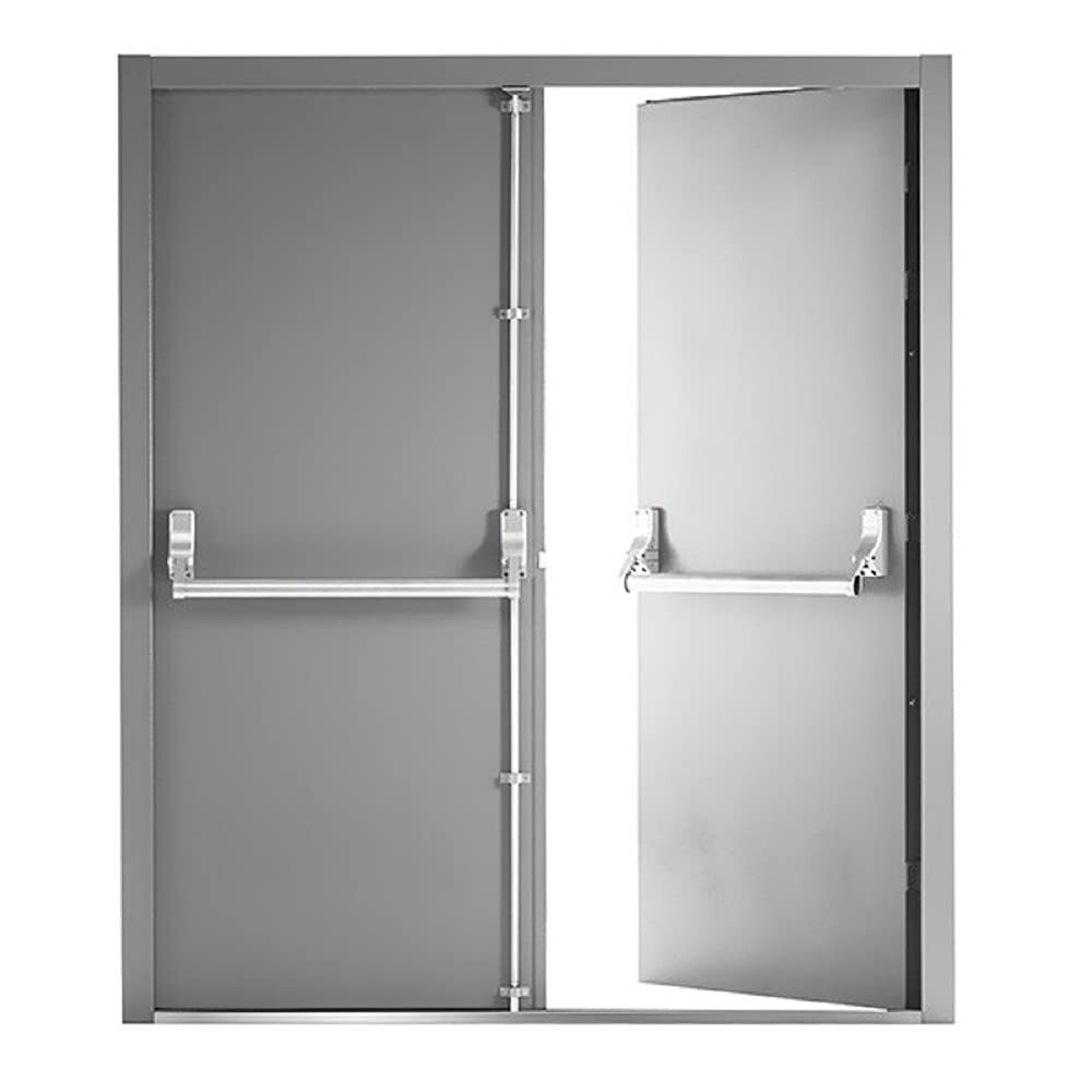 VIZ-PRO Quick Mount Fire Exit Door (Double) with Panic Bar, Gray