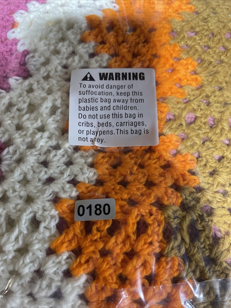Handmade Crochet Throw Blanket Chevron Wavy Pattern Multicolor Approx 52”x32”