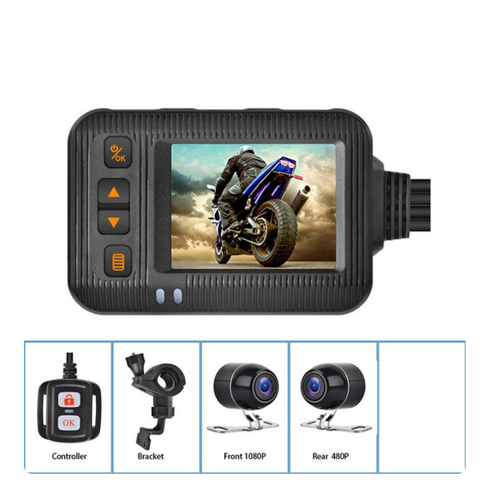 Motorcycle DVR Dash Cam 1080P Front Rear Camera Night Vision Loop Recording