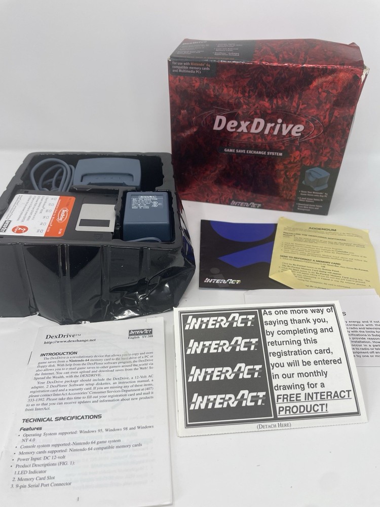 InterAct DexDrive Game Save Exchange System for Nintendo 64 Complete in Box