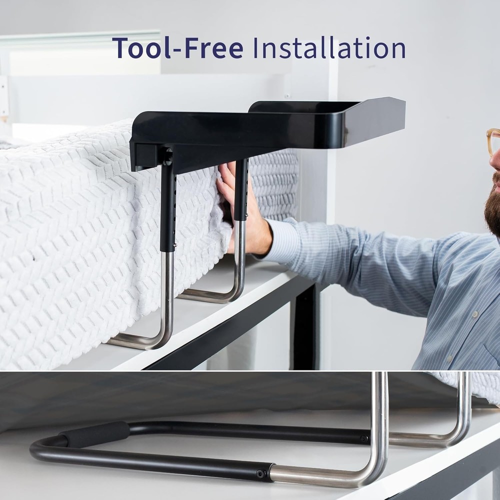 Under Mattress Bedside Shelf - 17" Adjustable Nightstand Tray