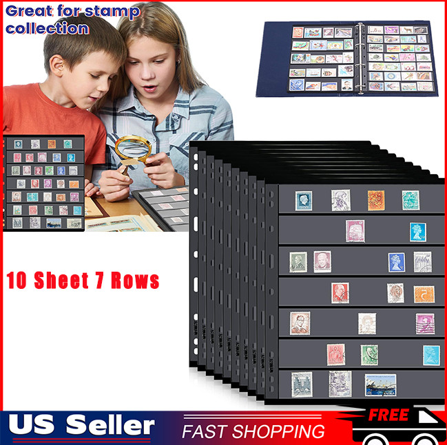 Stamp Pages for Stamp Album Binder Pages for 10 Sheet, 7 Rows  Stamp Collectors