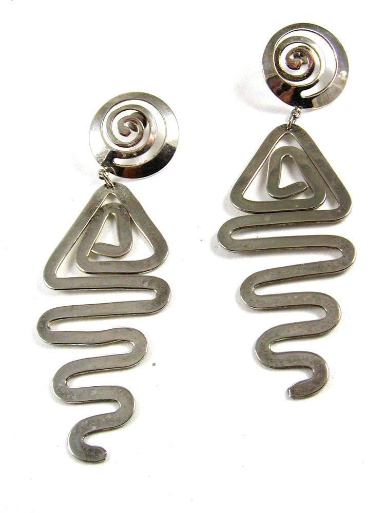 Silvertone Dangley Pierce Earrings 72414