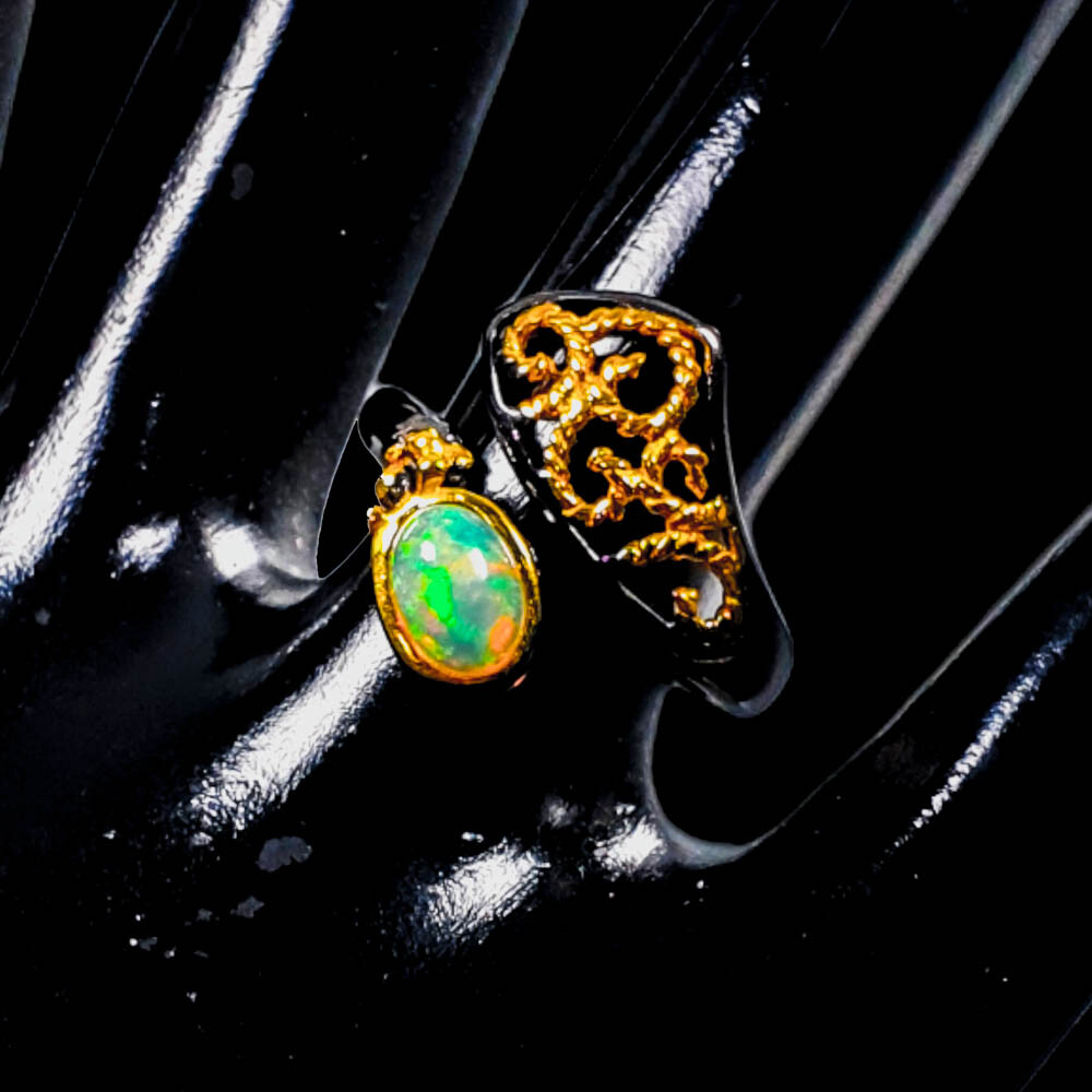 Not Enhanced Natural Opal Silver Ring 925 Sterling / RVS422