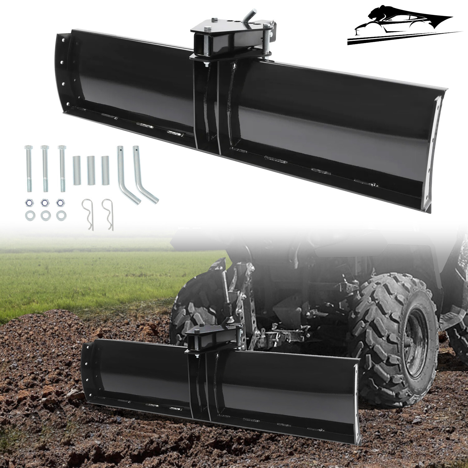 48" Scrape Blade 2" Receiver For ATV UTV Adjustable 0/7.5/15 Degrees Snow Plow