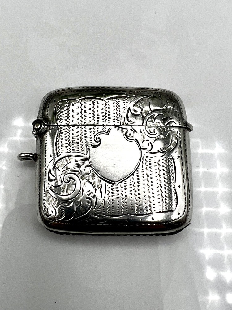Edwardian Solid Silver Vesta Case Birmingham 1911 W H Haseler