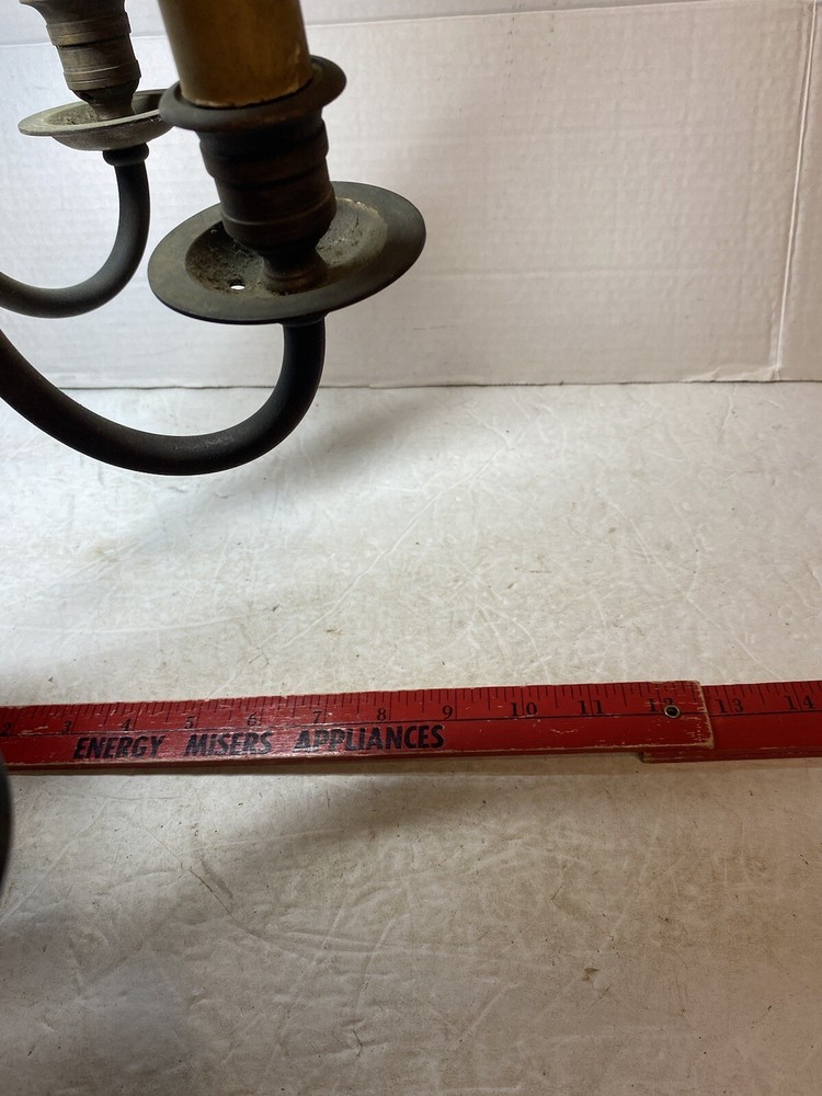 Antique Pair Brass Wall Hanging 3 Socket Light Sconces