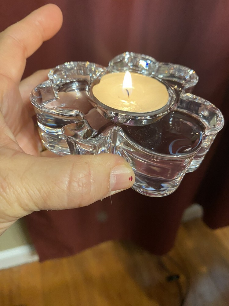 Glass Irish ThreeLeaf Clover Tea Light Pre Owned