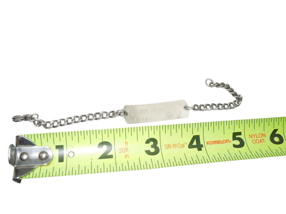 WWII US Navy USS West Point Operation Torch Normandy STERLING ID Bracelet CA14