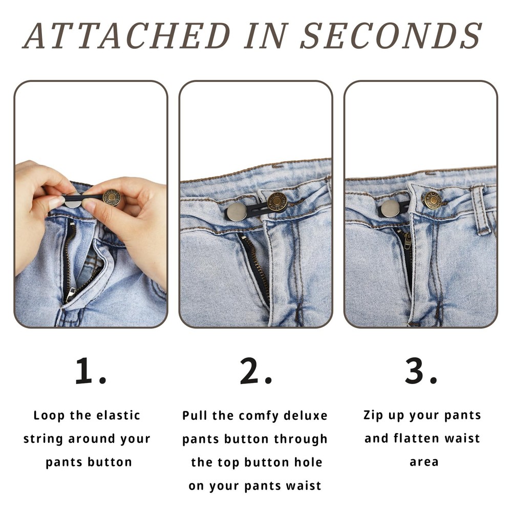 6pcs Extender Button for Jeans, Pants Waist Extender, 2 Sizes