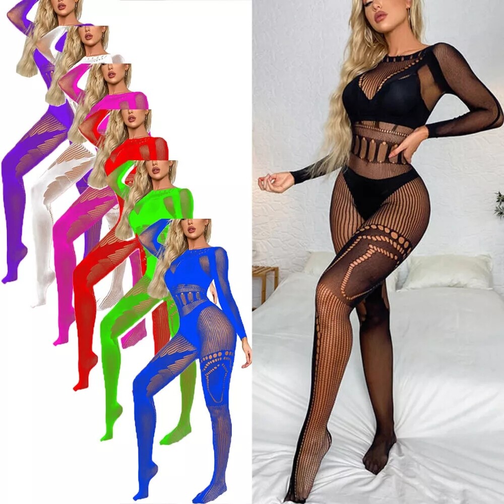 Women Bodysuit Sexy-Lingerie Fishnet Body-Stocking Babydoll Sleepwear Nightwear