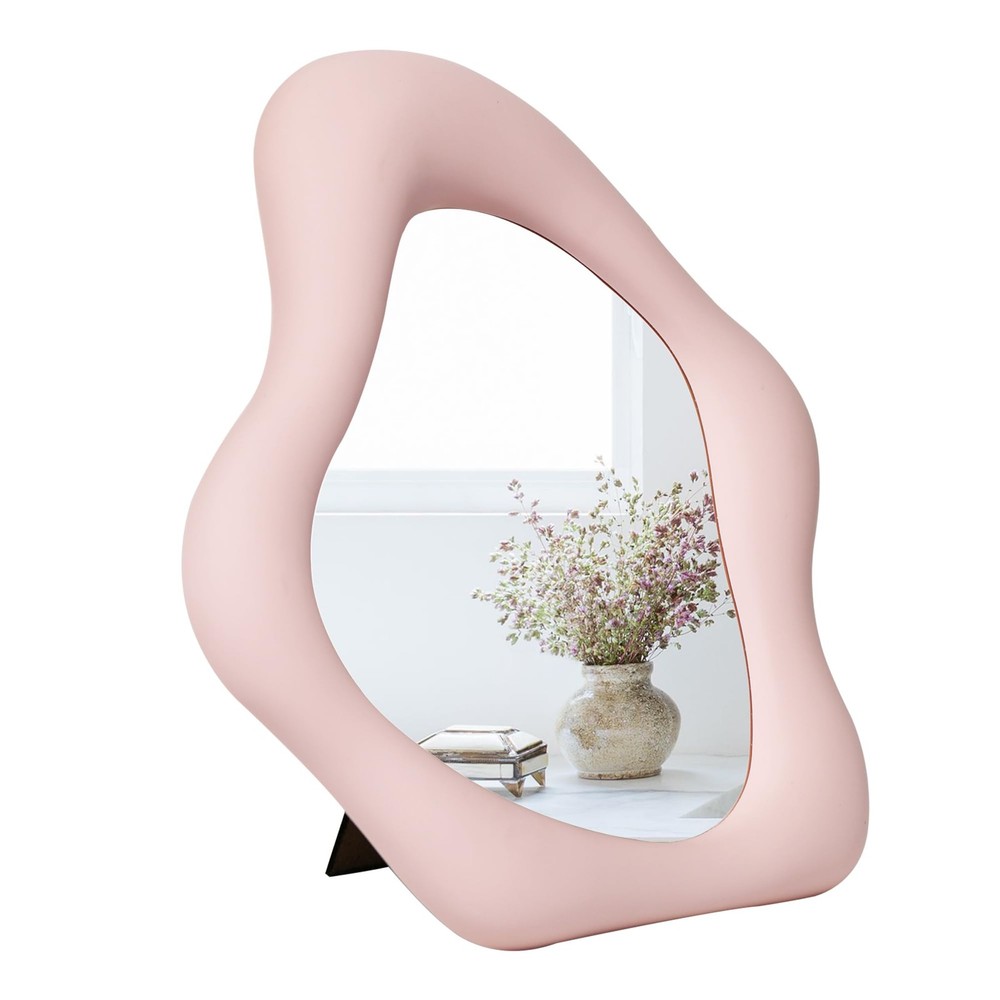 Small Wall Mirror Table Mount Vanity Mirror 10 “L x 8.8 ”W (Pink)