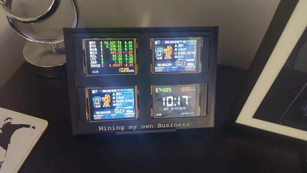 NM Nerd Miner Crypto Mining Rig - 4 x 1060 kh/s  Wall Mountable - Mining Rig