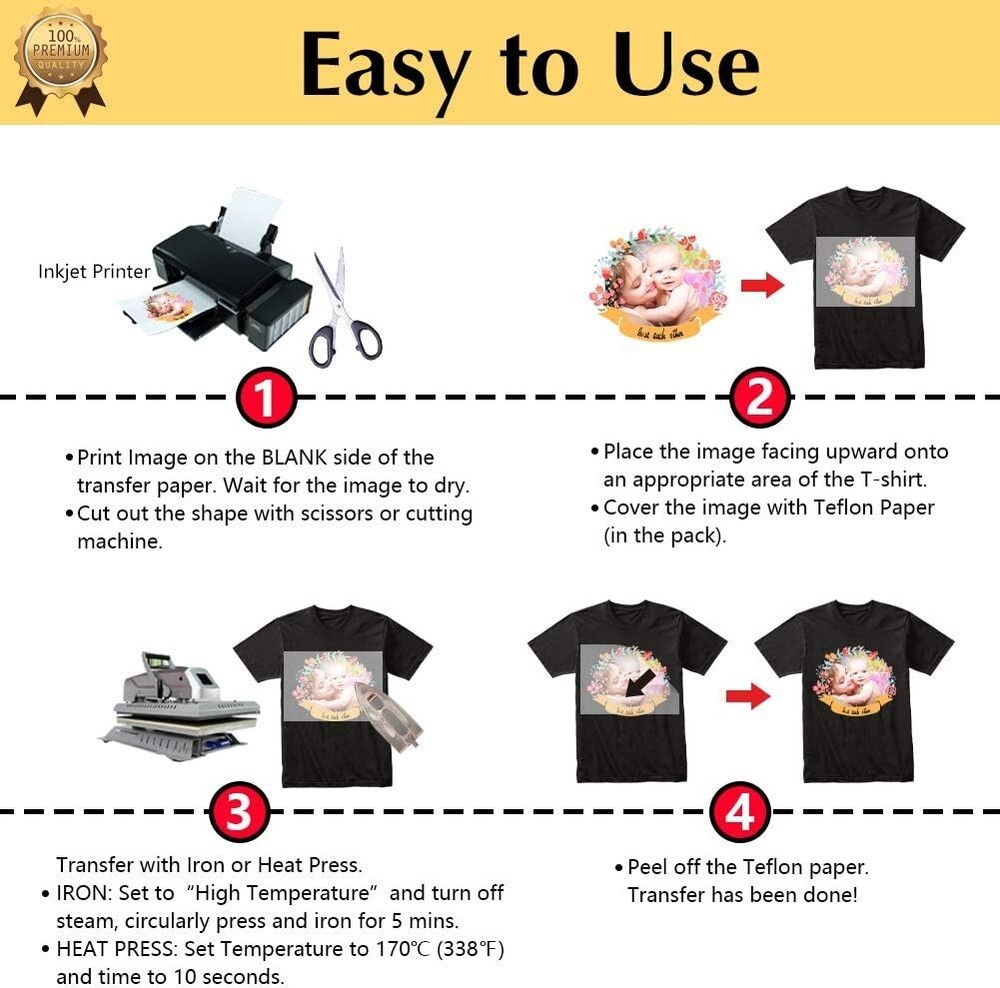 Brilliant Versatile Premium Dark Transfer Paper - 10 Sheets