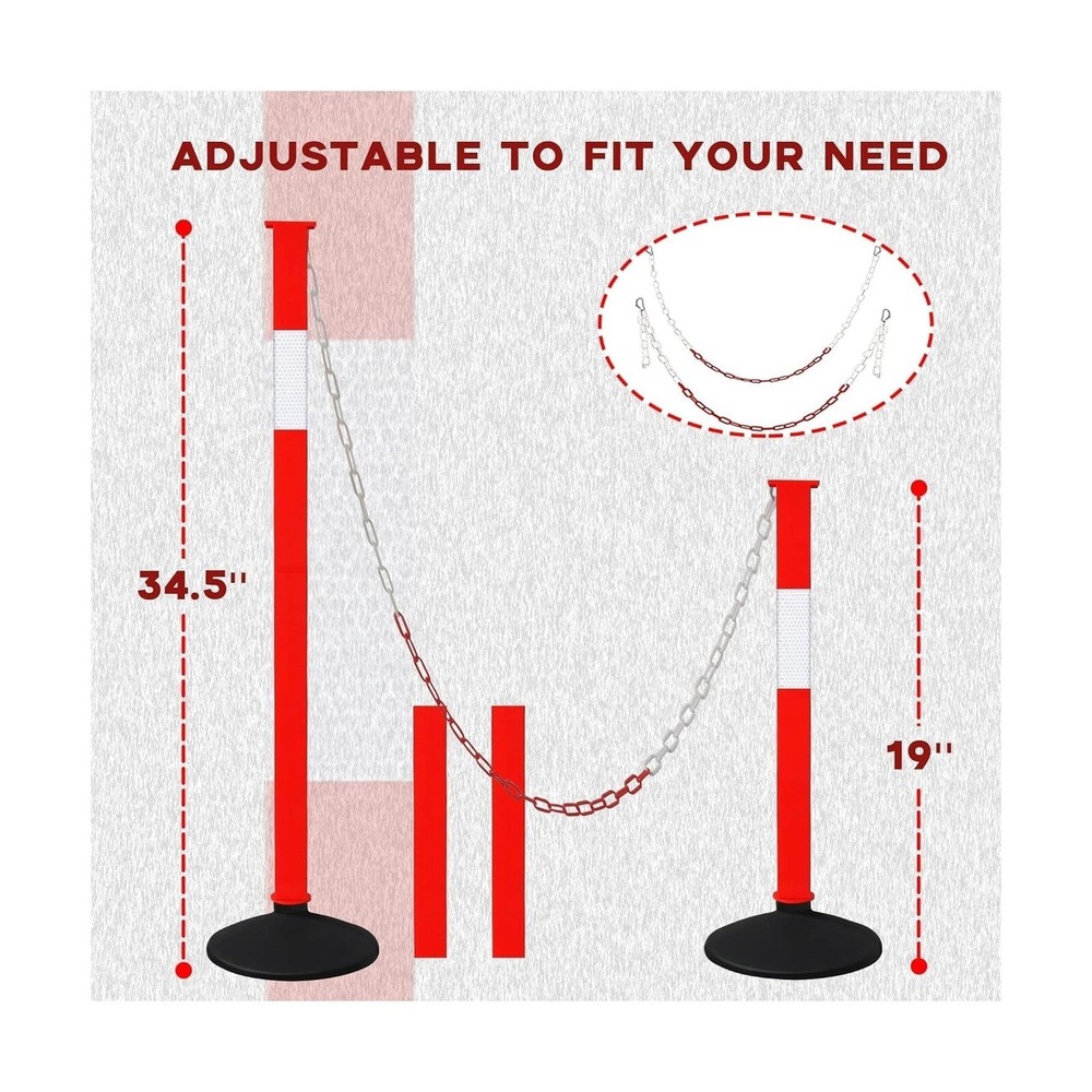 4 Pack Traffic Delineator Post Cones with Weighted Base & Reflective Collars,...