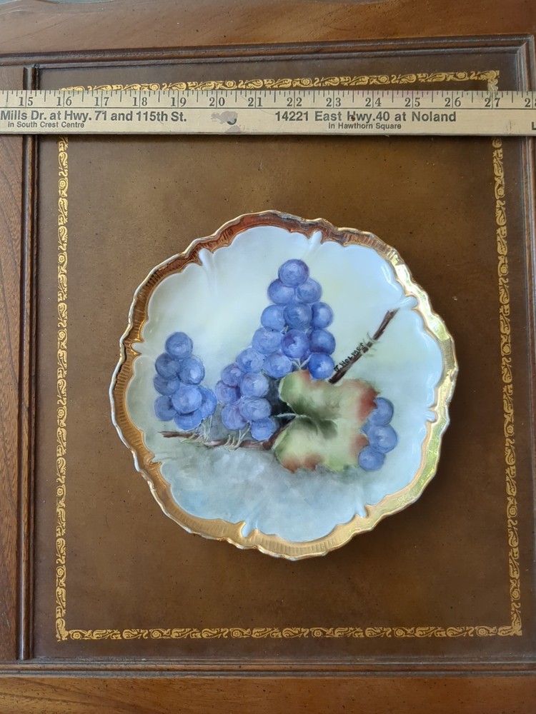 Hand Painted Plate With Grapes