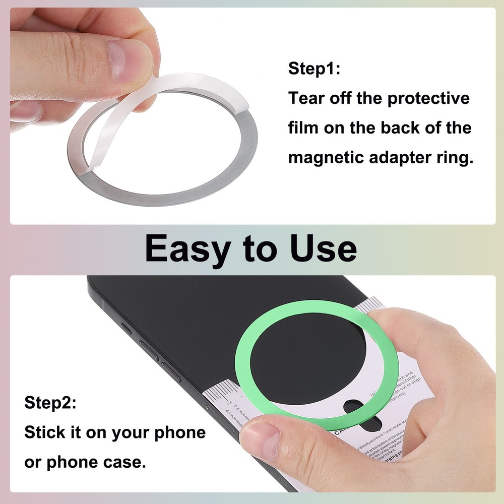 4Pcs Magnetic Sticker Ring Universal Magnetic Adapter Ring Light Green