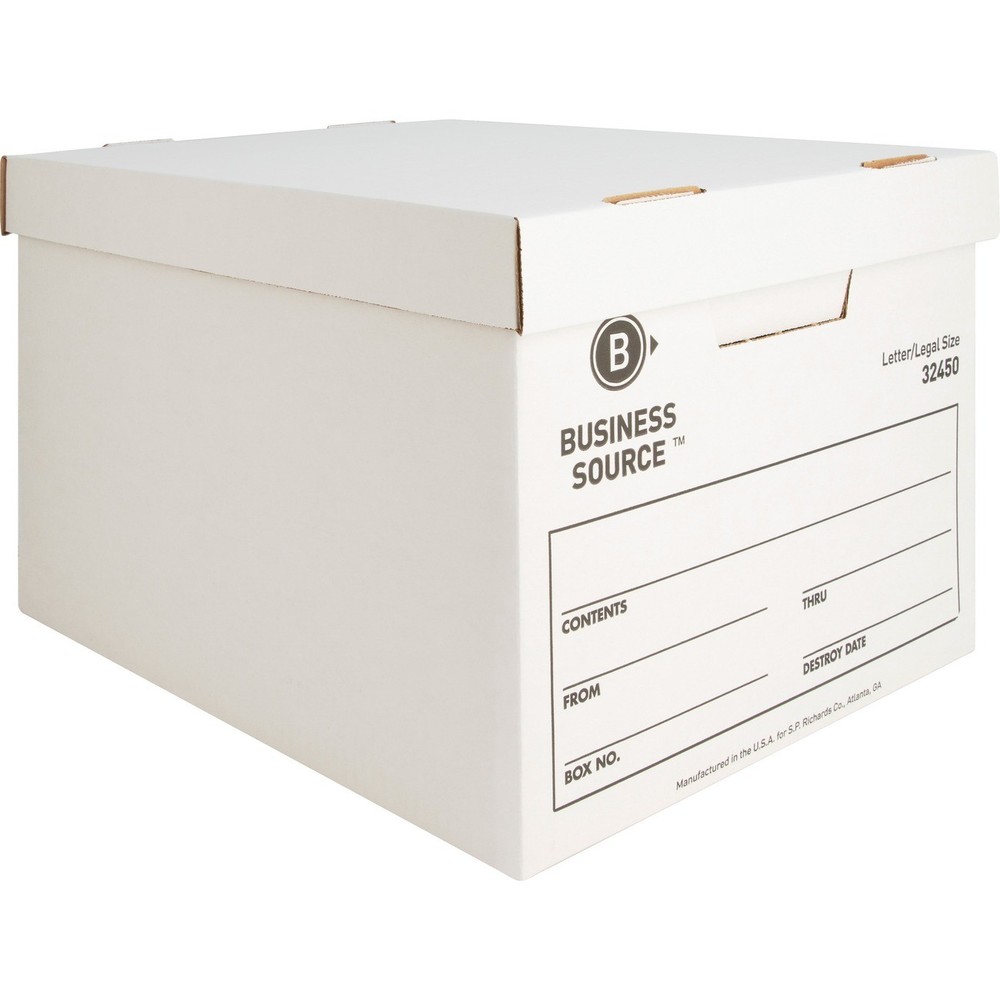 Business Source BSN32450 Storage Box Stackable 10x12x15 White