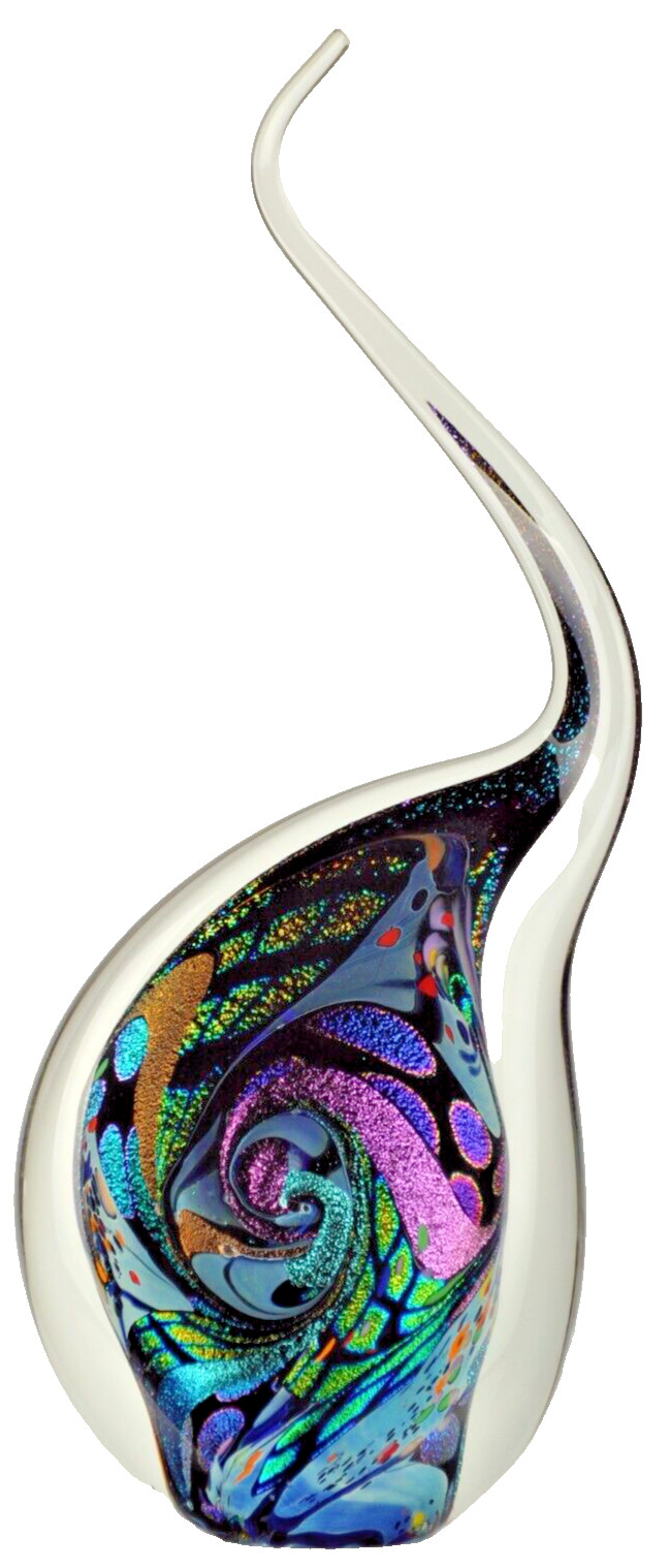 MERIDIAN STREET Art Glass Flame Reactive Blue Sculpture by John McDonald New